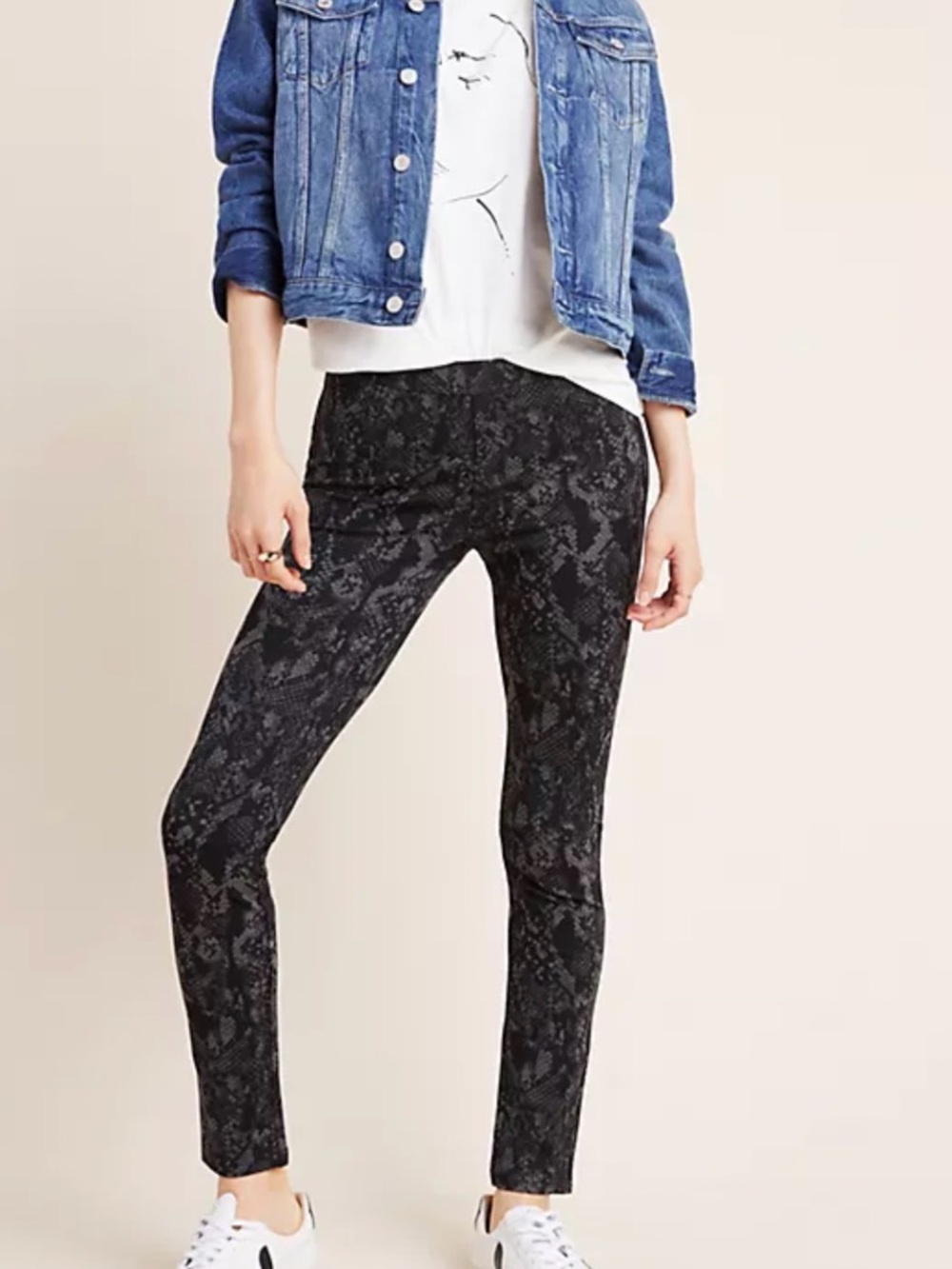 Anthropology Sanctuary Grease Legging Snake Print Flare Leggings Black & Gray
